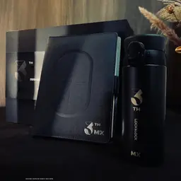 Black Notebook with Built-in Power Bank and Thermos Gift Set thumbnail 3