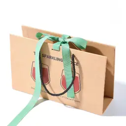 Two Smoky Glass Tumblers in Kraft Gift Bag with Green Ribbon thumbnail 3
