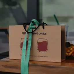 Two Smoky Glass Tumblers in Kraft Gift Bag with Green Ribbon thumbnail 5