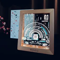 Beech Wood Framed LED Night Light with Circuit Design thumbnail 3