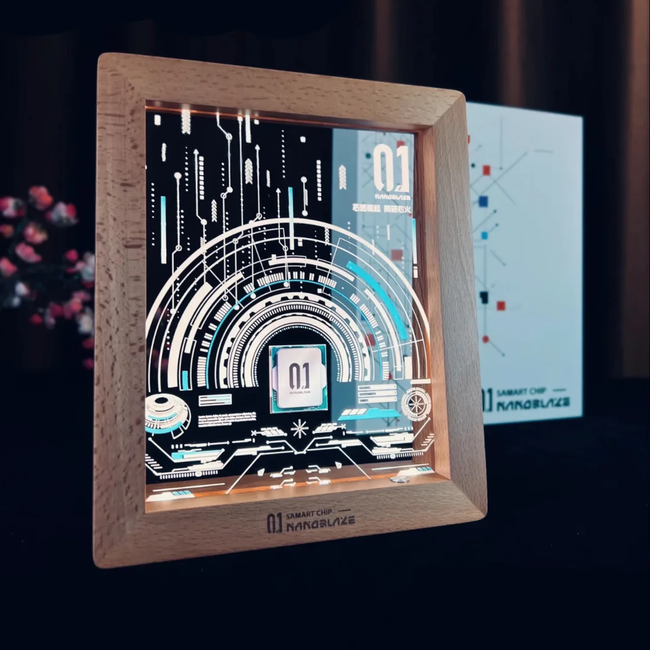 Beech Wood Framed LED Night Light with Circuit Design — View 1