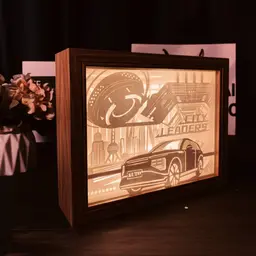 Paper Carving Lamp Gift Set with Wooden Frame thumbnail 3