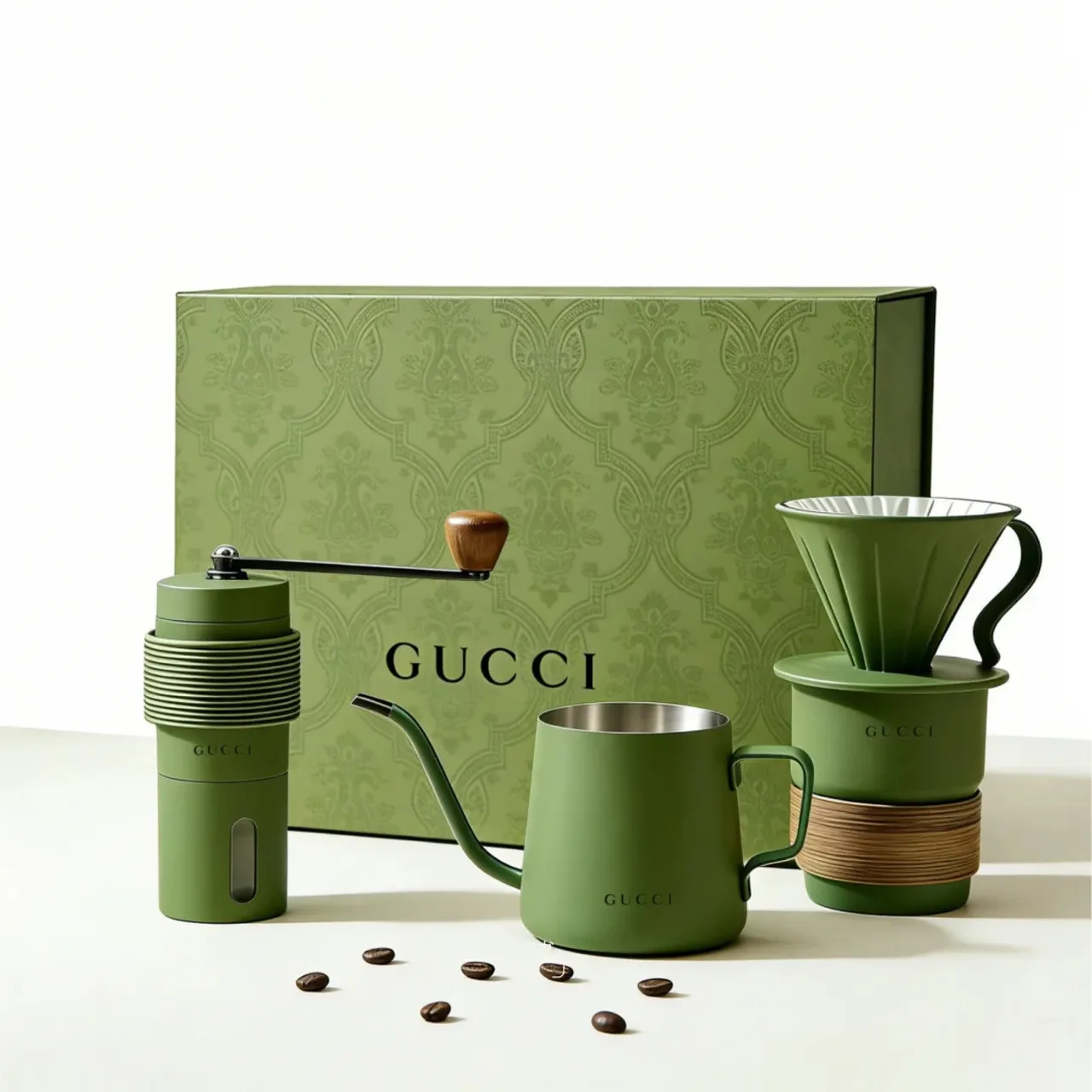 Pour-Over Coffee Gift Set with Grinder, Kettle, Dripper, and Mug