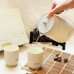 Beige Thermos Tea Set with Pitcher, Two Mugs, and Gift Box thumbnail 3