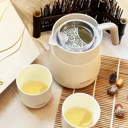 Beige Thermos Tea Set with Pitcher, Two Mugs, and Gift Box thumbnail 4