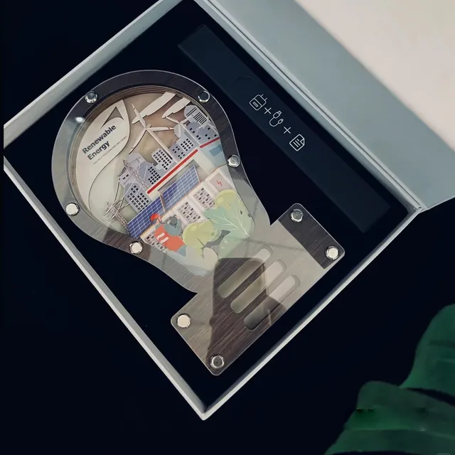 Wooden Lightbulb Night Light Gift Set with Power Bank and Notebook corporate gift set