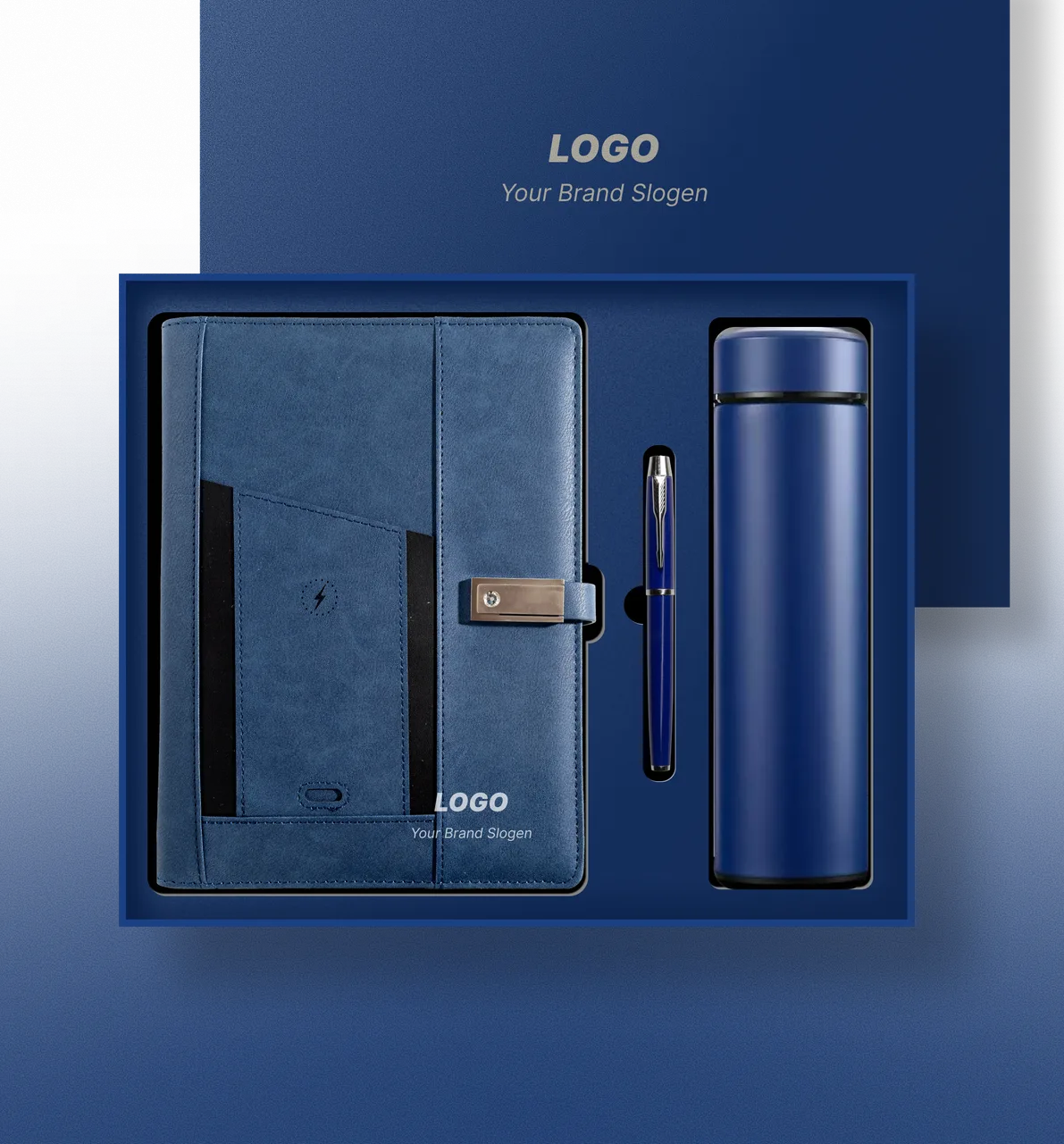 Durable PU Leather Power Bank Journal with Magnetic Box