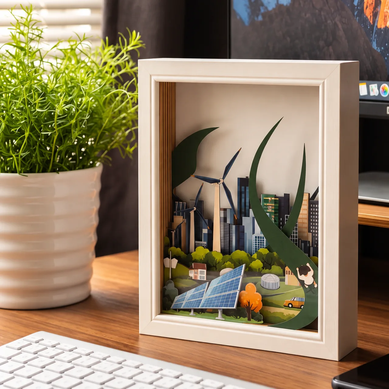 Wood-Framed Illuminated Desk Organizer — View 1