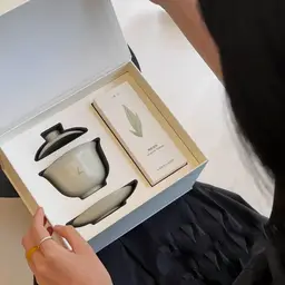 Ceramic Lidded Tea Bowl and Saucer with Longjing Tea Bags thumbnail 2