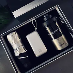 Silver Umbrella, Power Bank & Water Bottle Gift Set thumbnail 1