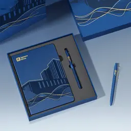 Blue Notebook and Pen Gift Set with Rigid Box and Bag thumbnail 2