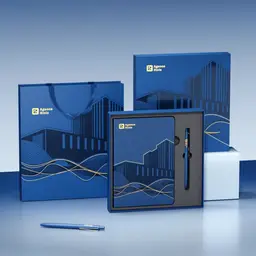 Blue Notebook and Pen Gift Set with Rigid Box and Bag thumbnail 1