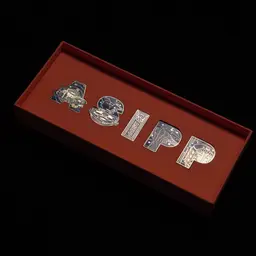 Five Metal Letter Badges in Orange Rigid Gift Box thumbnail 5