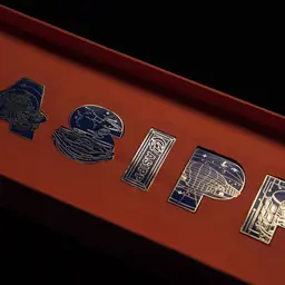 Five Metal Letter Badges in Orange Rigid Gift Box thumbnail 3