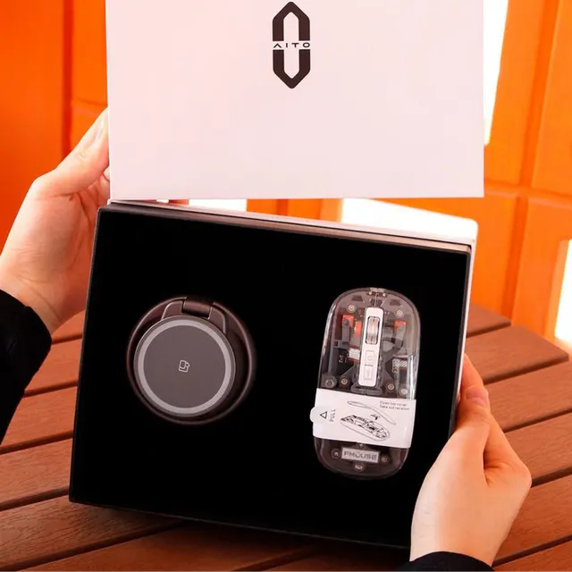 Magnetic Wireless Charging Stand and Transparent Mouse Gift Set