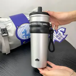Silver Tote Bag and Water Bottle with Black Grip Gift Set thumbnail 3