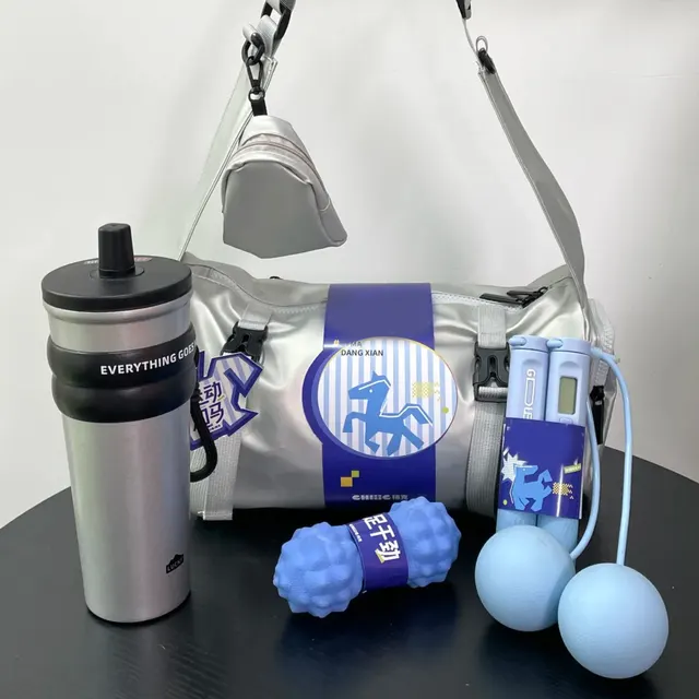 Silver Tote Bag and Water Bottle with Black Grip Gift Set corporate gift set