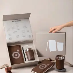 Brown Notebook, Pen, and Tumbler Gift Set in Rigid Box thumbnail 1