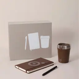 Brown Notebook, Pen, and Tumbler Gift Set in Rigid Box thumbnail 2